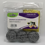 Cebolla dorada y plateada + Bola de alambre de acero 3PCS etiquetado opp